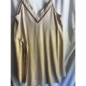 Free People beige slip dress with metallic circles XS